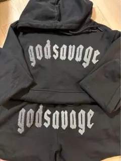 godsavage 黒 フード付きパーカー