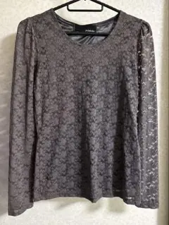 GINZA MAGGY 花柄レース 長袖トップス ブラウン M 訳あり