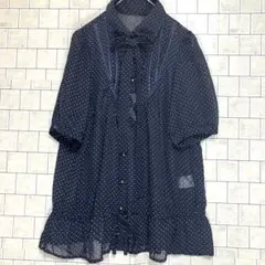 ネイビー ドット柄 チュニック Mサイズ　派手　人気デザイン　人気カラー