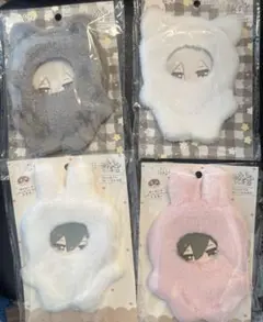セリア　ぬい活 きぐるみうさぎ きぐるみねこ　ホワイト　ピンク　グレー　4点