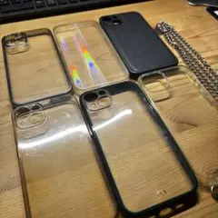 iPhone13 ケース 6個セット 透明 黒 オーロラ　チェーン
