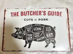 豚ブリキ看板 ブッチャーガイド アメリカン雑貨ポーク 焼肉 ステーキ