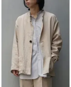 新品タグ付 ラキネス LINEN CHINO/COLLARLESS COAT
