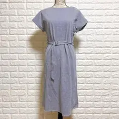 J.PRESS ストライプ ワンピース P5 綿混 ベルト付き 夏用