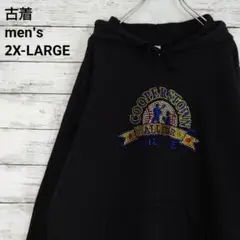 古着 bella パーカー クーパーズタウン ラメ ビッグサイズ 黒 XXL