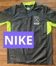 Nike NFTB 半袖ウォームアップウェア M ブラック/ライムグリーン