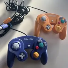 スマブラにて動作確認済み　ゲームキューブコントローラー2個　パープル　オレンジ