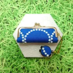 ミナペルホネン✨tambourine　タンバリン　ブルー✨がま口　印鑑ケース