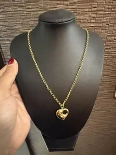 モナコハートペンダント付きロロチェーン40cm 18金