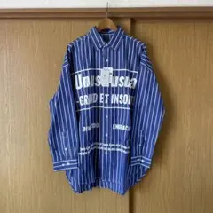 新品　BIGサイズ　ストライプ 長袖シャツ プリント　ボタンダウン　インパクト