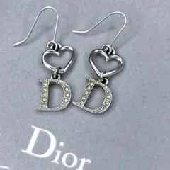 美品 Dior ディオール ハート Dロゴ シルバー ピアス