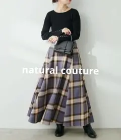 ハイウエストサーキュラーチェックスカート　M ブルー系　美品