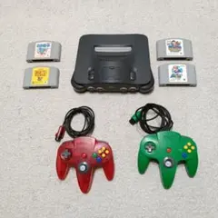 NINTENDO64 本体 赤・緑コントローラー ゲーム4本セット