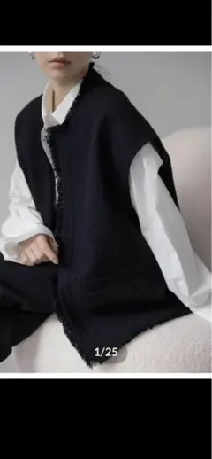 na.e Novel Tweed Vest_black