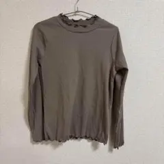 リブ編みブラウン長袖シャツ Mサイズ