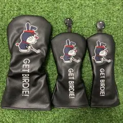 新品【3点セット】ドラえもん GOLFゴルフクラブヘッドカバー 1+3+UT 黒