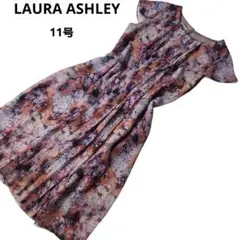LAURA ASHLEY ロングワンピース　花柄 シフォン プリーツ　とろみ