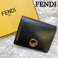 美品 FENDI フェンディ 二つ折り財布 エフイズフェンディ レザー ブラック