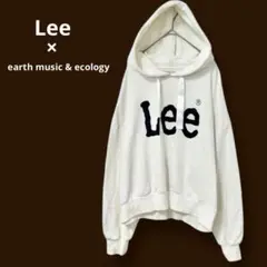 Lee×アースコラボ ロゴパーカー ビッグシルエット ホワイト オーバーサイズ