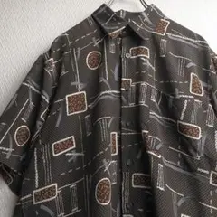 古着 レトロ シャツ 総柄 柄シャツ ガラシャツ 半袖