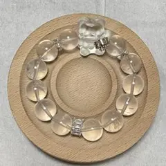 ホワイトクォーツ　クリスタル　くまデザイン　アクセサリー　ブレスレット　かわいい