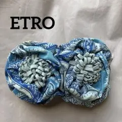 【ETRO】エトロ バレッタ　青系花モチーフヘアアクセサリー