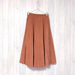 【A・I・C】ロングプリーツスカート スウェード風 ウエストゴム M