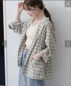 kastane チェックシャツジャケット　アイボリー