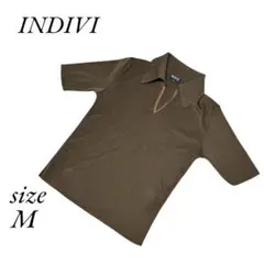 ✨美品✨ INDIVI 半袖ポロシャツ Mサイズ ブラウン 上品なデザイン♪