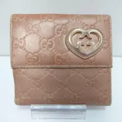 GUCCI グッチ 二つ折り財布 グッチシマ ピンク GG柄 T11002D