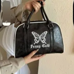 SHEIN ハンドバッグ　バタフライ　黒　ビンテージ