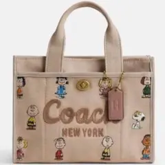 COACH コーチカーゴ トート バッグ 26 スヌーピコラボ　ベージュ