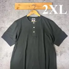 ✅新品未使用　ヘンリーネック　無地　Tシャツ　カットソー　ダークグレー　2XL