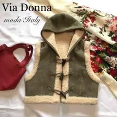 Via Donna*リアルムートンフードベスト*デイリーコーデのエッセンスに✴︎