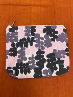 抽象デザインポーチ ピンク 黒 約20cm