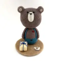くま（スモークブラウン）プレゼント 羊毛フェルト ハンドメイド