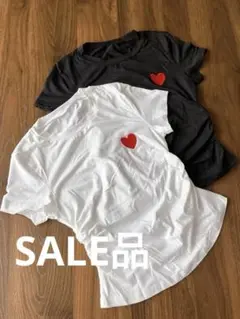ハート刺繍 半袖Tシャツ 2色セット ホワイト＆ブラック　可愛い