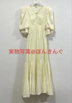 【正規品】スナイデル　SNIDEL ウエストギャザープリントワンピース　黄色
