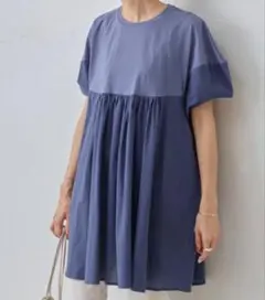 BEARDSLEY ビアズリー コクーンスリーブコンビギャザーチュニック