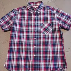 Restoration　半袖　ポロシャツ　赤チェック　LL