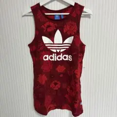 T179 adidas TRF タンクドレス 花柄 ロング丈 スポーツ 古着