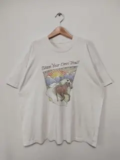 90s USA古着 アニマル 馬 ウマ アート シングルステッチ Tシャツ