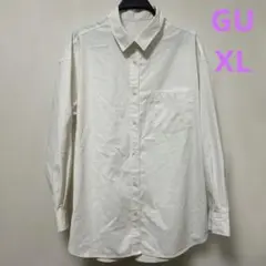 【大きいサイズXL】guホワイト長袖シャツ 胸ポケット付きYシャツ制服会社ユニ