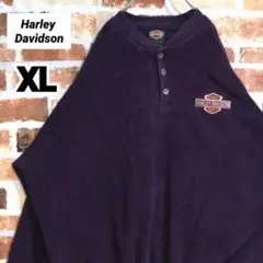 《ハーレーダビッドソン》激レア 刺繍ロゴ パープル XL フリース