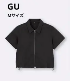 GU フロントジップシャツ　ブラック M