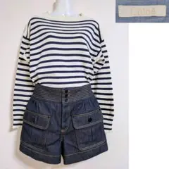 クロエ Chloe 美品 ウエストステッチライン入り リジットデニム キュロット