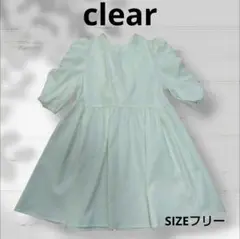 クレアclearホワイト パフスリーブ フレアブラウスサイズフリー