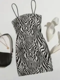 SHEIN ゼブラ柄 キャミワンピース ミニワンピース
