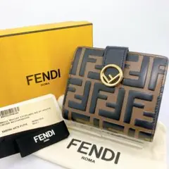 【箱付き】フェンディ エフイズ ズッカ エンボス 二つ折り コンパクト財布 黒