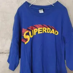 スーパーダッド 古着 パロディ ロゴ 青 オーバーサイズ